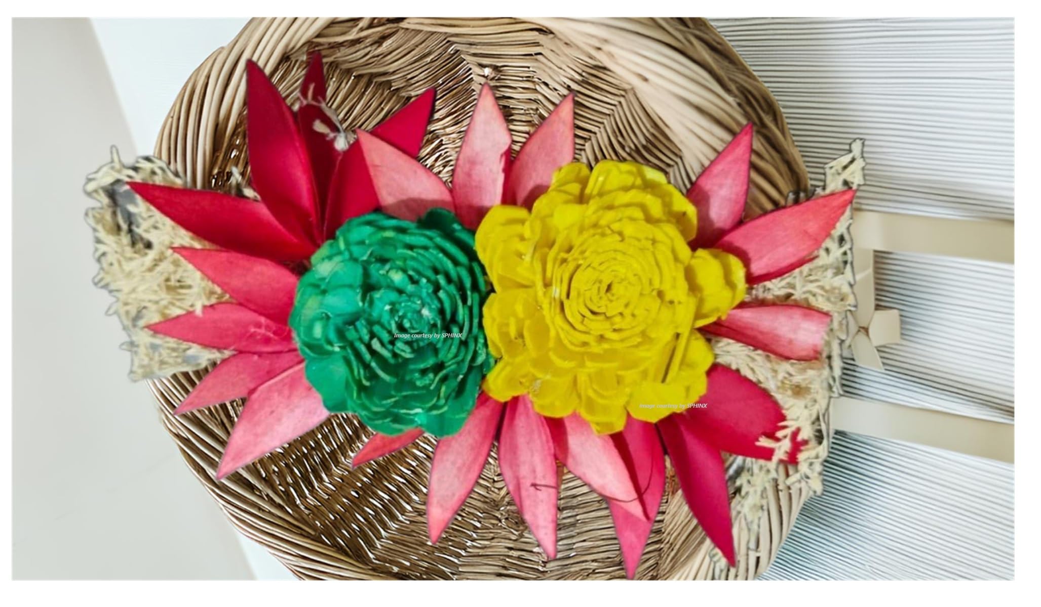 SPHINX Handmade Eco-Friendly Sola Flower Bunch – Ready-to-use Floral Arrangement for Gift hampers, Weddings, centerpieces, Trousseau Packing and Crafts- (Multi-4 Pieces)-image-18