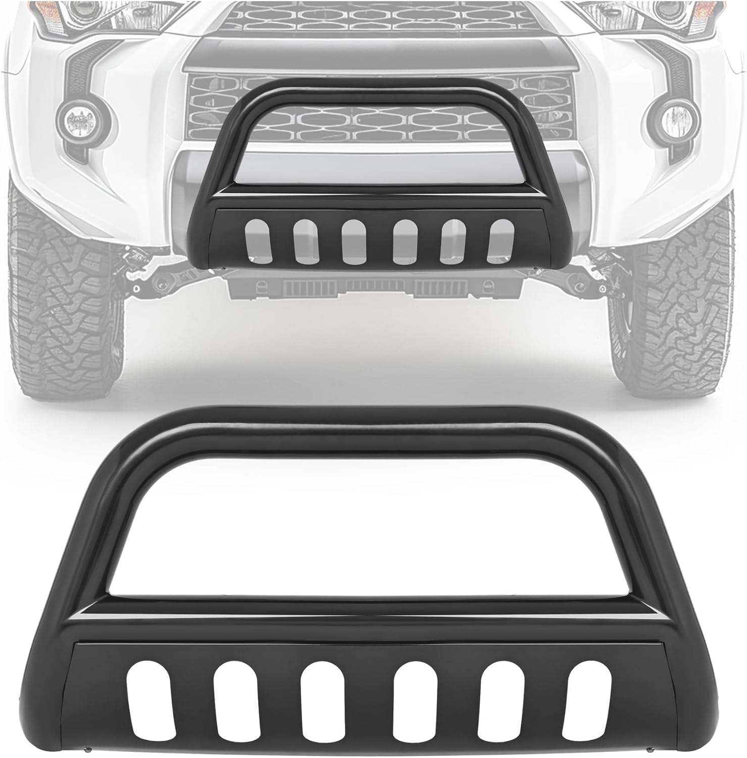 KUAFU Bull Bar Brush Guard Compatible with 2010-2024 Toyota 4Runner Grille Grill Guard Impact Bar W/Mounting Bracket Steel Powder Coated Black