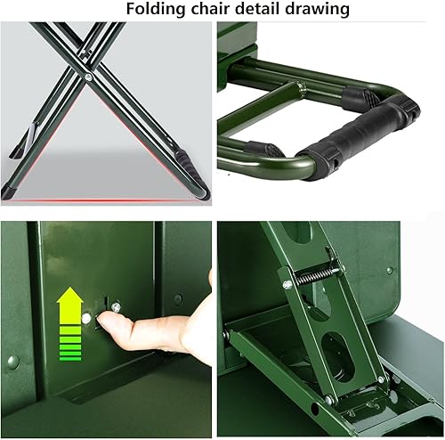 Miniatura 7 de Silla plegable para acampar, taburete portátil para exteriores, multifuncional para acampar, cazar, senderismo