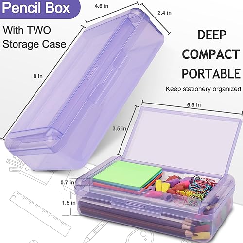 Miniatura 2 de 1 caja de lápices, caja de lápices de doble capa de gran capacidad, estuche rígido con tapa hermética, caja de lápices de plástico para suministros