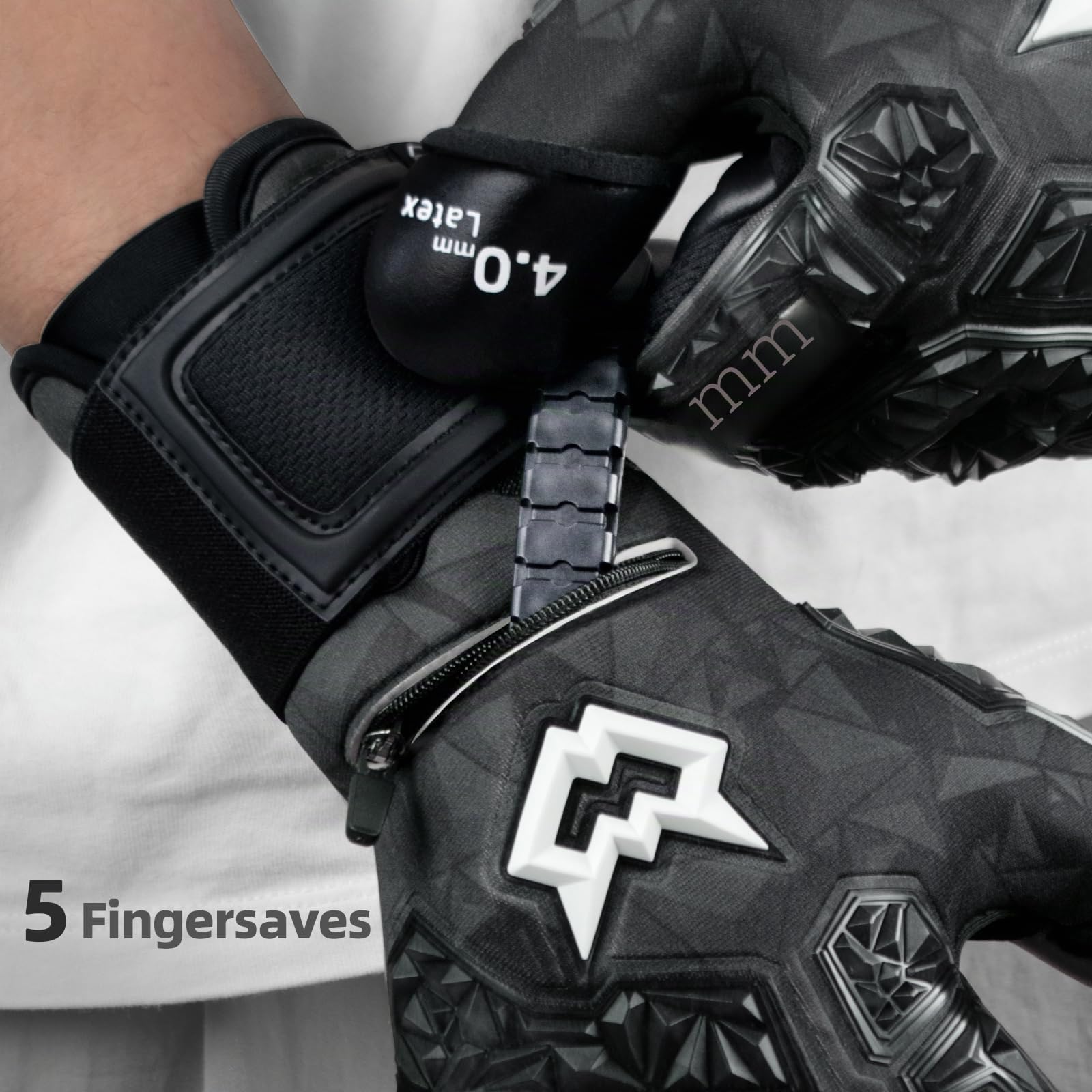WVVOU Torwarthandschuhe Kinder und Herren, Profi Fußballhandschuhe mit 5 Abnehmbare Fingersaves (Fingerschutze), 4+3mm Latex für Gecko Grip, Silikon-Schlagbereich,Größe 6-11