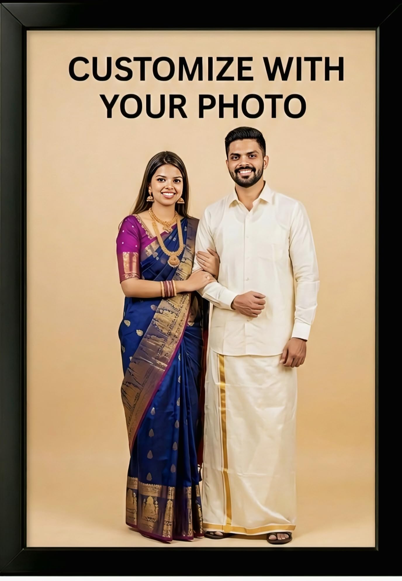 CUSTOM CRAFTERS - Customized Photo Frames with Photo Upload Personalized Print Customised Memorable Gift For Anniversary Birthday Wedding Couples (A4 Size, Black Frame) 1