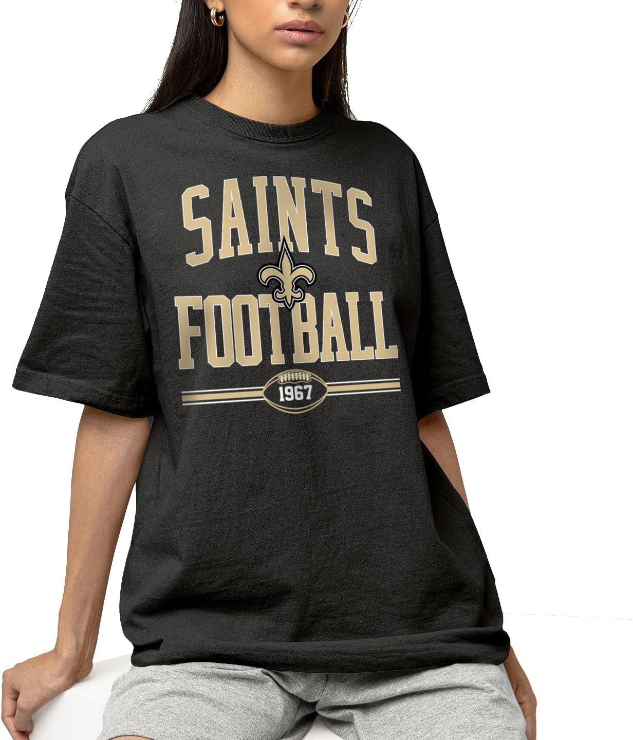 Hybrid Sports NFL - New Orleans Saints - Football Arch - Men's and Women's Short Sleeve T-Shirt - Size 3 X-Large New Orleans Saints - Black - Image 2