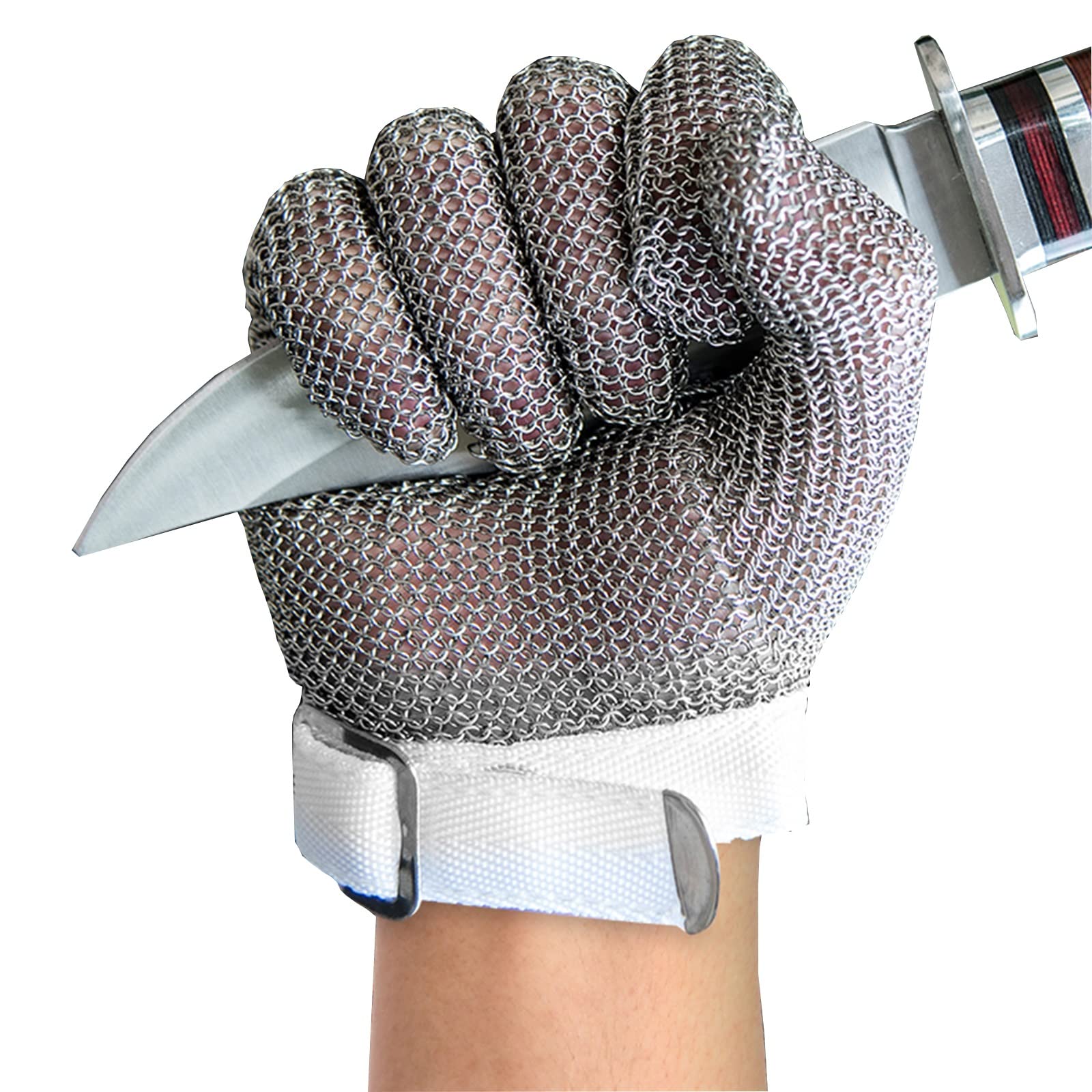 Guantes Resistentes al Corte de Malla Pesado, 304 Guantes de Trabajo de Seguridad de Acero Inoxidable, protección de Nivel 9 (Size : 1pcs/S)