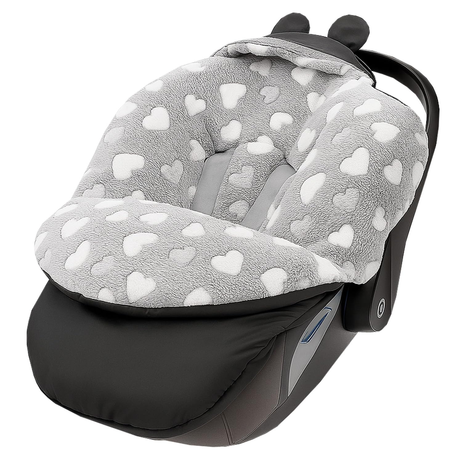 Coprigambe per bambini, per l'inverno, adatto per passeggino, ovetto, seggiolino auto, passeggino (605.021 nylon, grafite, Minky, grigio (cuore bianco))