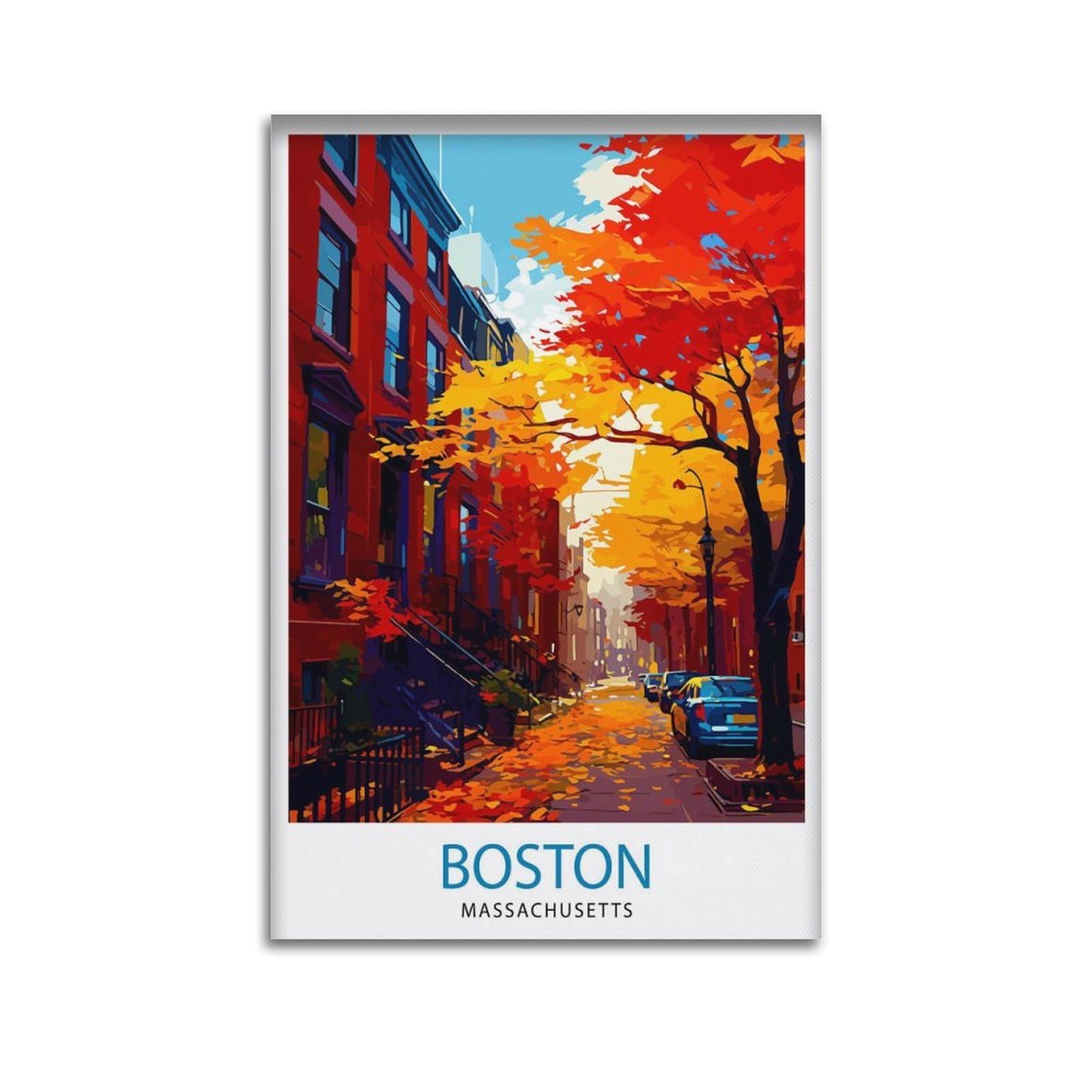 xiaoxiaoshen Boston Travel Cityscape Massachusetts Gift for USA Home_4 Canvas Poster Wall Art Prints Room Aesthetic Murals Bedroom And Living Decorations 12x18inch(30x45cm)
