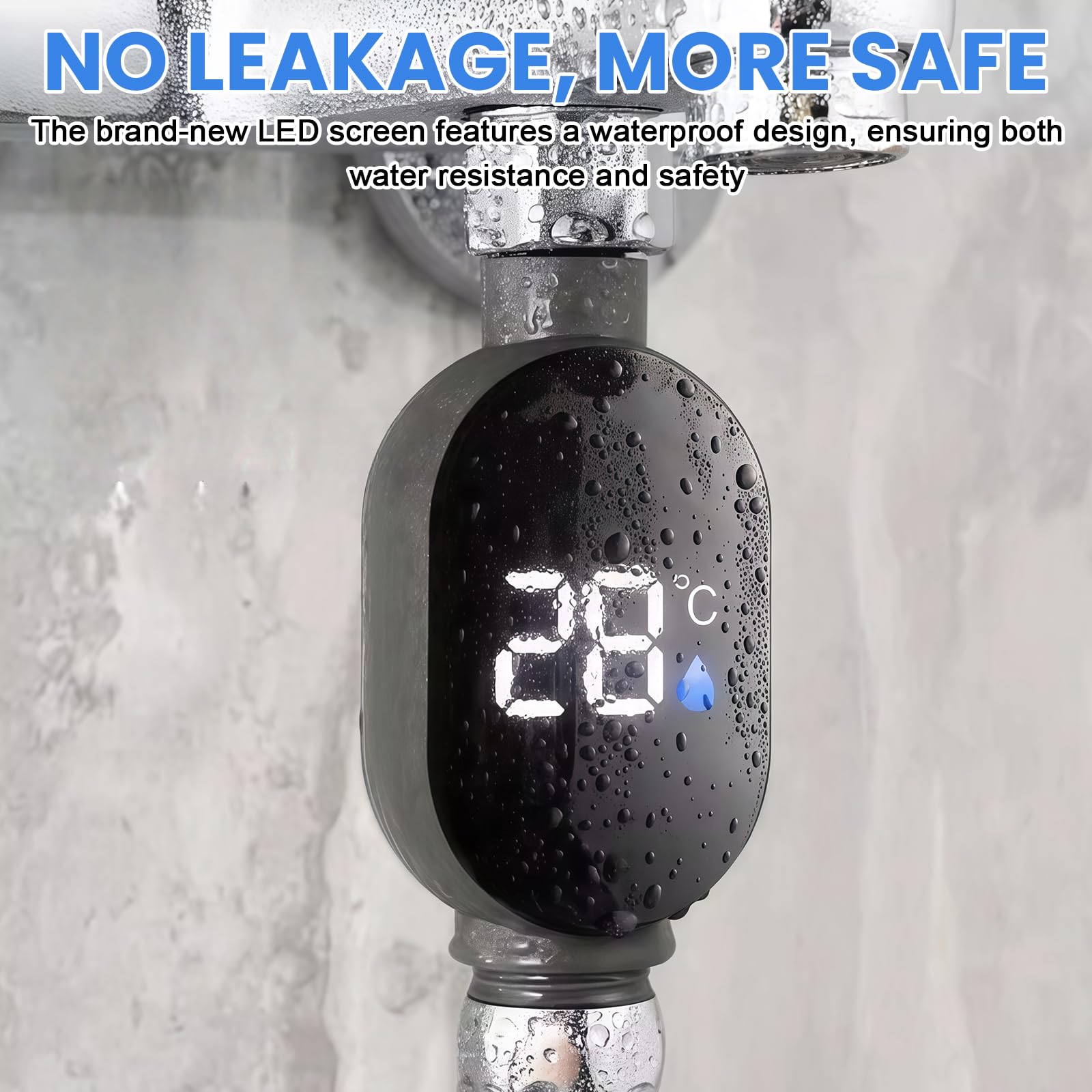 Lot de 2 thermomètres de bain numériques à LED : étanche affichage LED thermomètre de douche 0-99 °C débit d'eau en temps réel thermomètre de bain bébé thermomètre de douche bébé thermomètre d'eau