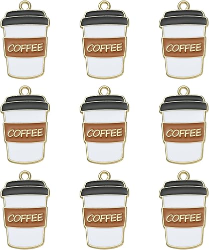 Stiesy 20 dijes esmaltados para taza de café, mini bebida dorada, accesorios para collares, pulseras, joyería, manualidades