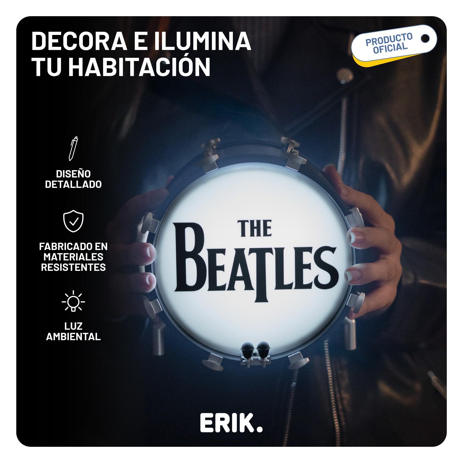 Grupo Erik Lampara The Beatles - Lampara escritorio: Figura con LUZ LED (USB/Pilas) Regalos originales - Decoracion Habitacion para amantes de Música Rock - Beatles merchandising