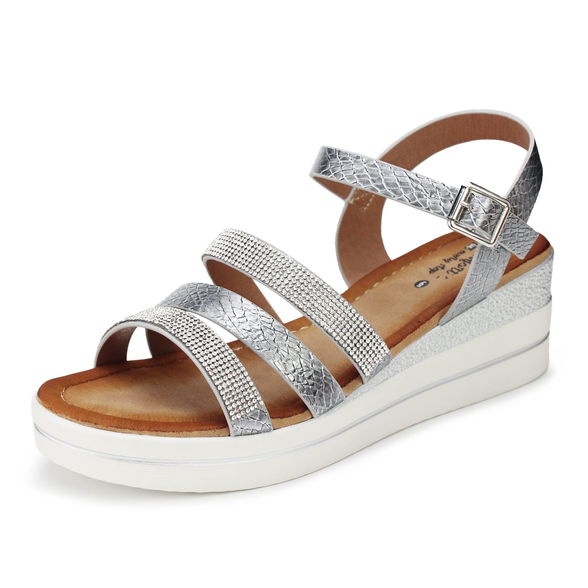 HawkwellWomen's Wedge Sandals Platform Sandal Comfortable Beach Shoes Elastic Ankle Strap Casual Summer Sandals