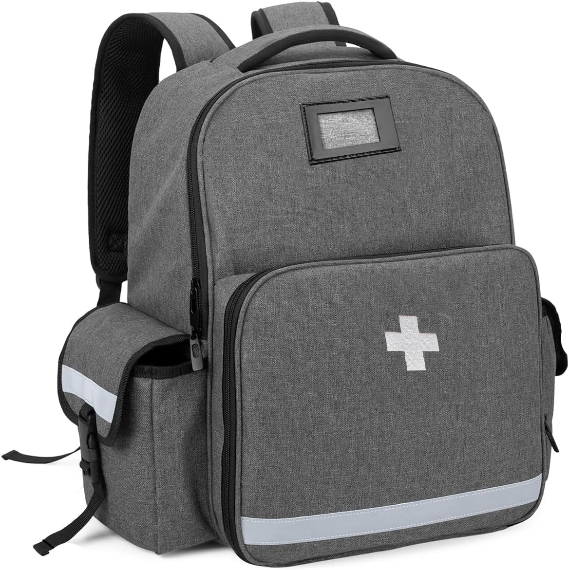 AHM Emergency Medical Backpack Empty, First Responder EMT Bag for EMS, Camping, Hiking, Home Health, Field Trips - Grey (Bag Only)