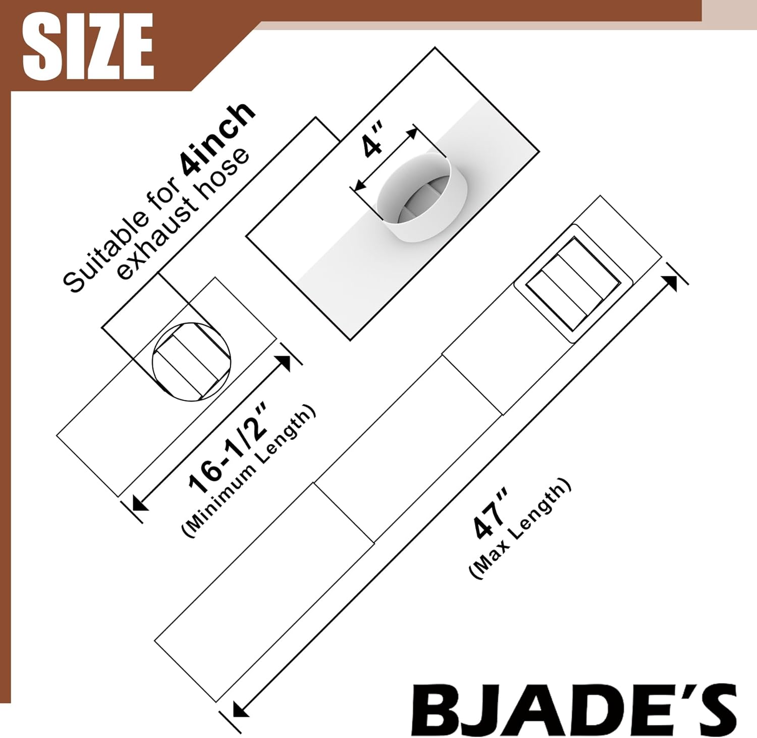 BJADE'S Dryer Vent Window Kit for 4" Dryer Vent Hose with Outdoor Dryer Vent Cover,Window Seal Plates Kit for Sliding and Hung Windows.Adjustable Length Panels Up to 47 Inches