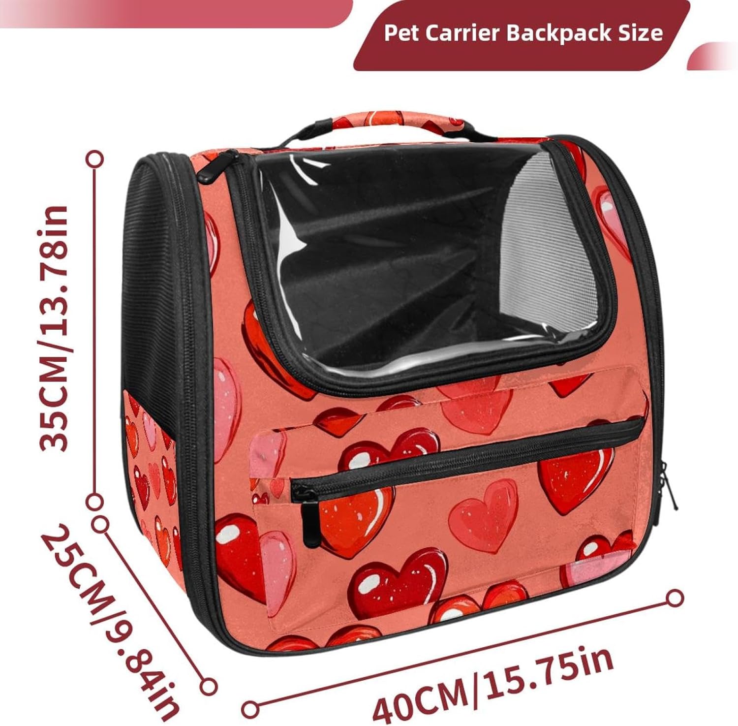 Cute Heart (2) Cat Backpack Carrier, Large Pet Backpack for Medium Small Dog Cat Puppy Kitty Bunny