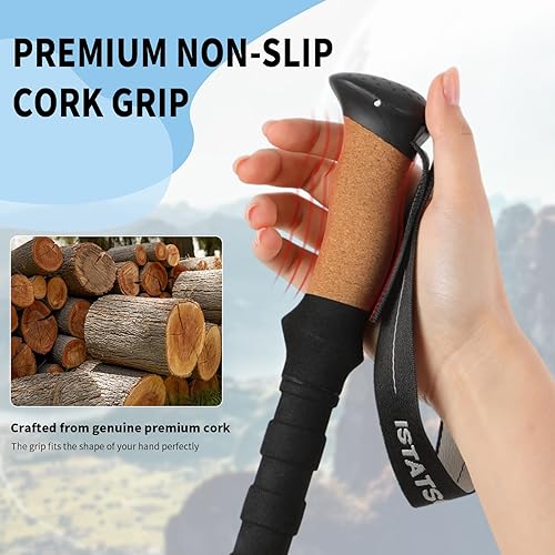 Miniatura 6 de Bastones de senderismo plegables portátiles, bastones ajustables de aluminio 7075 con bloqueo rápido, ideales para senderismo, campamento y viajes