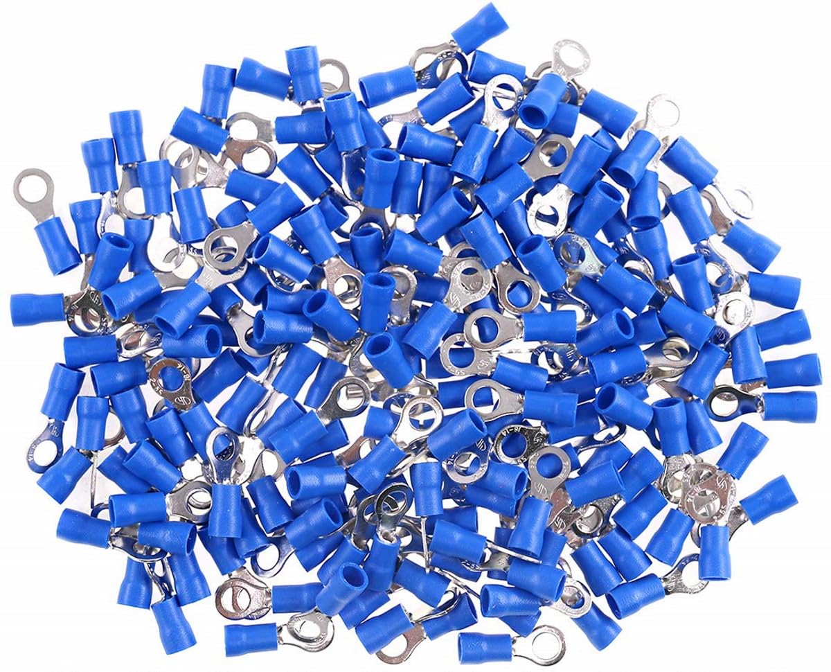Biella Melfi™ Insulated Ring Terminal Electrical Wire Crimp Connectors for Cable AWG 16-14(2-8S) - Blue