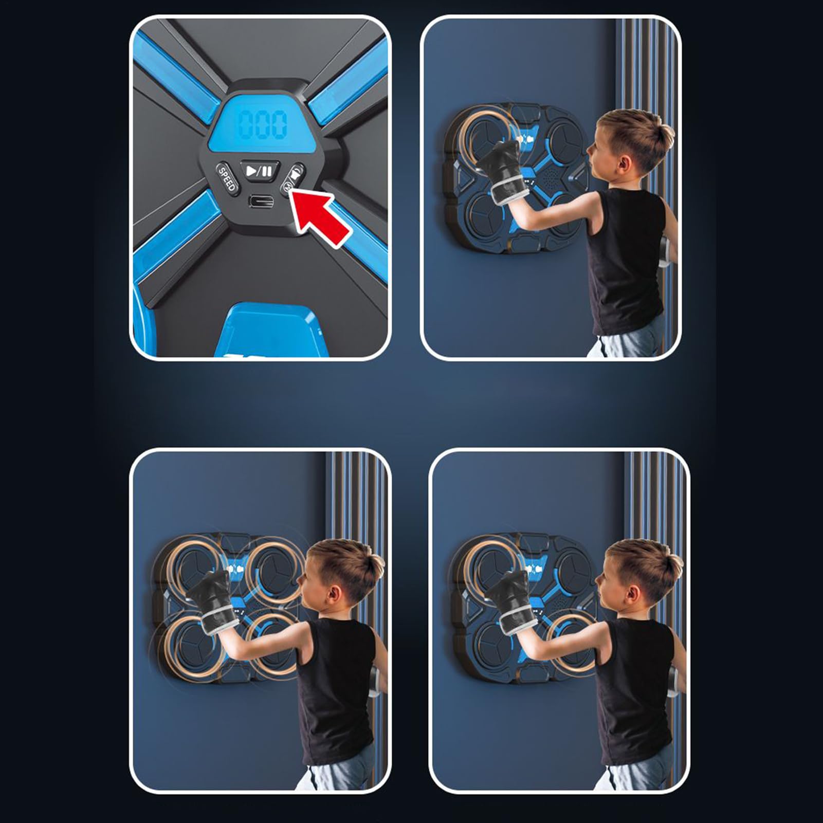 Macchina da Boxe Musicale | Strumento per Pugni Intelligente Senza Fili - Attrezzatura per Allenamento Boxe Wireless, Dispositivo di Training Pugni per Adulti e Bambini