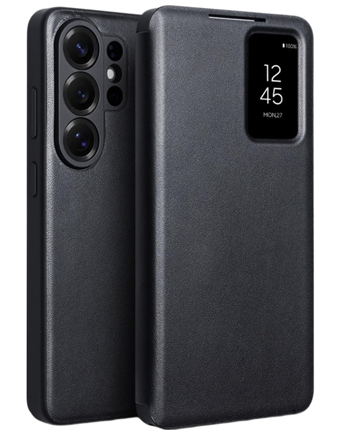 Custodia Folio per Samsung Galaxy S26 Ultra, Flip Cover con Finestra Smart View, Porta Carte Integrato, Cover Protettiva Sottile con Protezione Fotocamera(Black)
