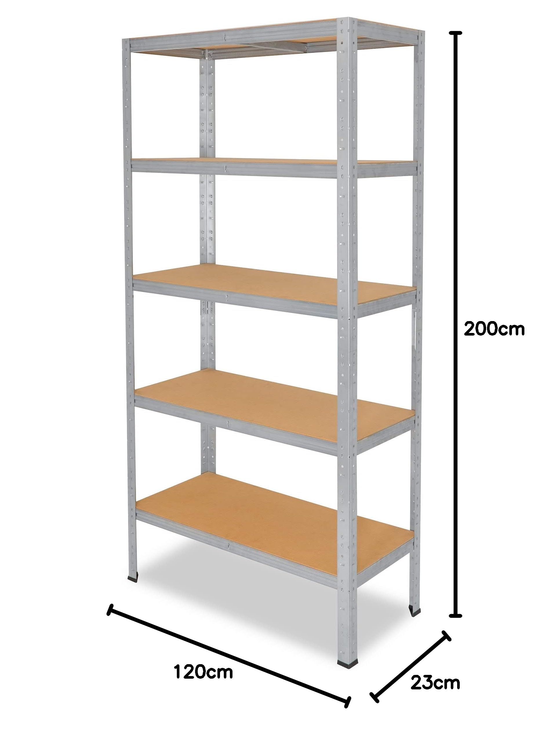 shelfplaza Home 200x120x23cm Schwerlastregal verzinkt mit 5 Böden x 175kg | Kellerregal · Lagerregal · Metallregal · Regale für Kellerraum · Steckregal · Abstellraum Regal