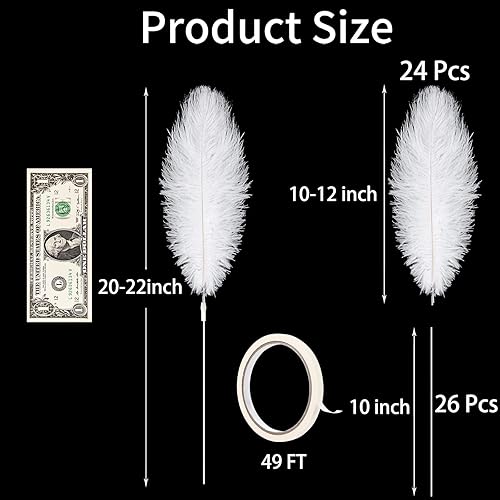 Miniatura 2 de Plumas grandes blancas para jarrón y centros de mesa 24 plumas de avestruz de 10-12 pulgadas a granel, plumas grandes boho para centros de mesa,