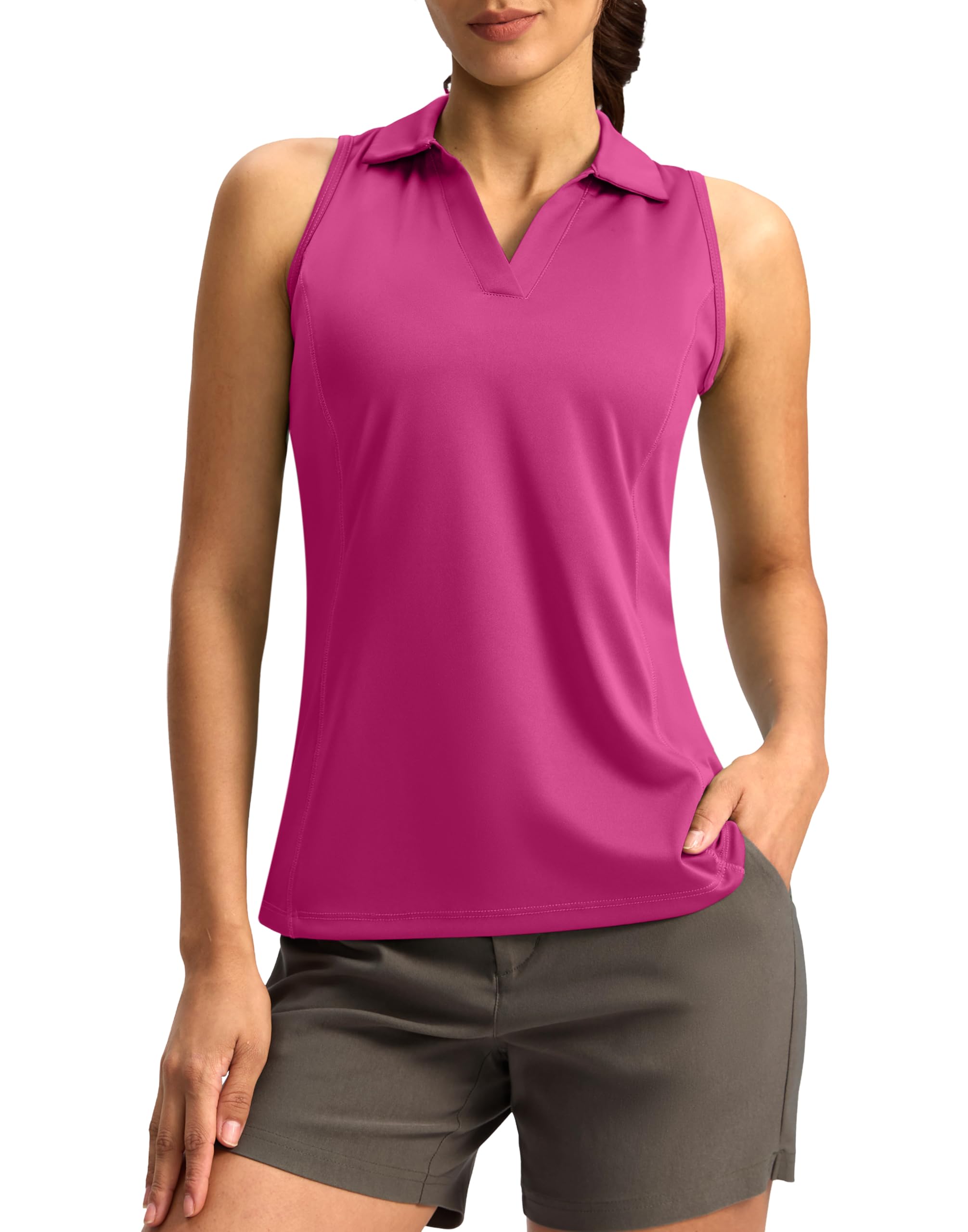 G Gradual Women's Golf Shirt Sleeveless Lightweight V Neck Tennis Polo Shirts with Collar Quick Dry Athletic Tops for Women
