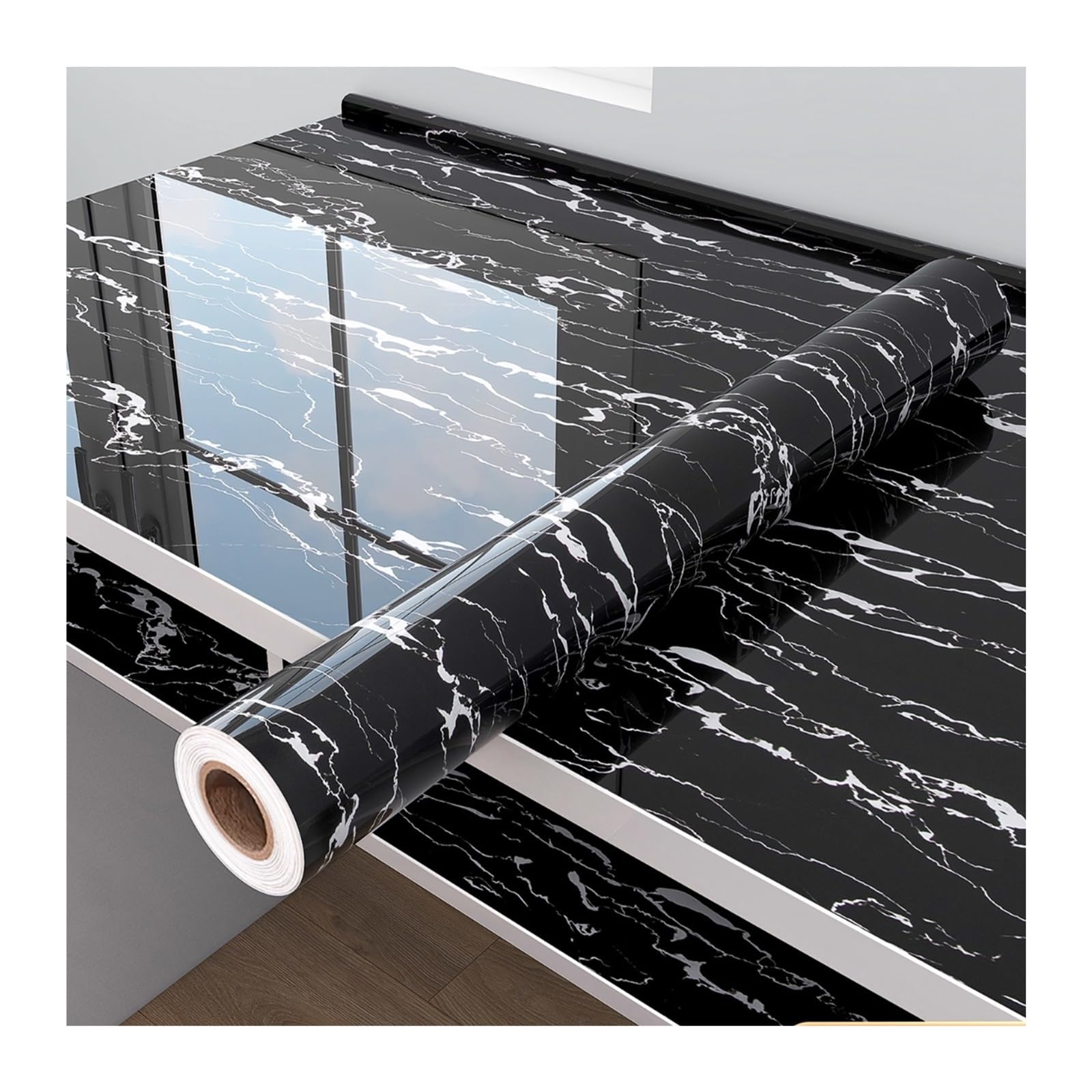 Foelanne Color3 Back Self Adhesive Wallpaper, Marble Self Adhesive Vinyl Wallpaper Multicolor Multiple Sizes(,55X200cm)