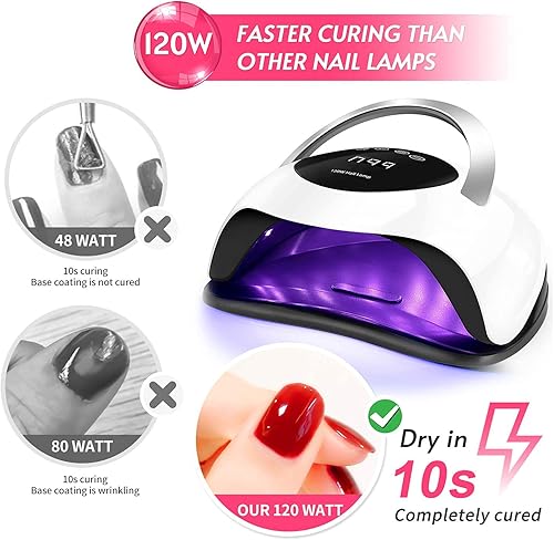 Miniatura 4 de Haomaomao Secador de uñas para esmalte de gel UV LED lámpara de uñas de 120 W, secado de uñas, secador de esmalte de uñas de gel para mujeres y