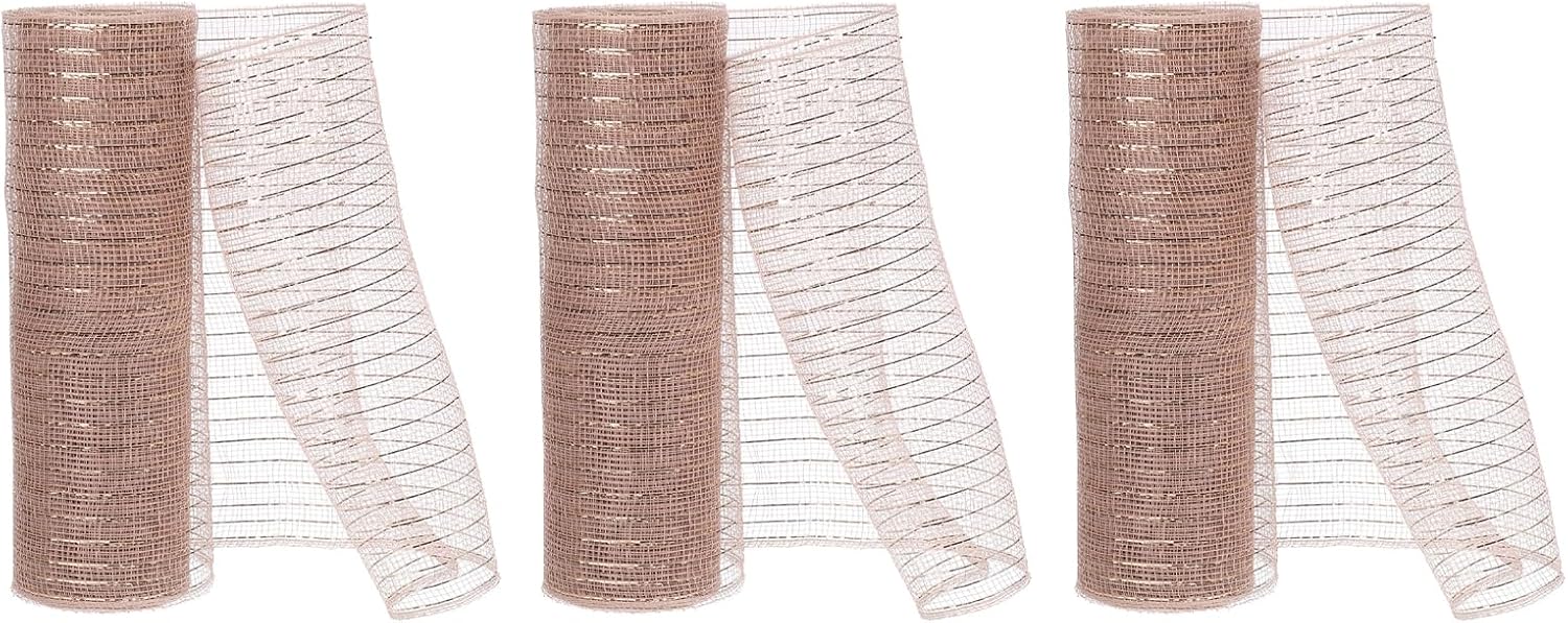 PATIKIL 3pcs Decorative Mesh, 10 Inch x 10 Yard Decorative Mesh Ribbon Roll Foil Metallic for Christmas Tree Wreaths Decoration,Red