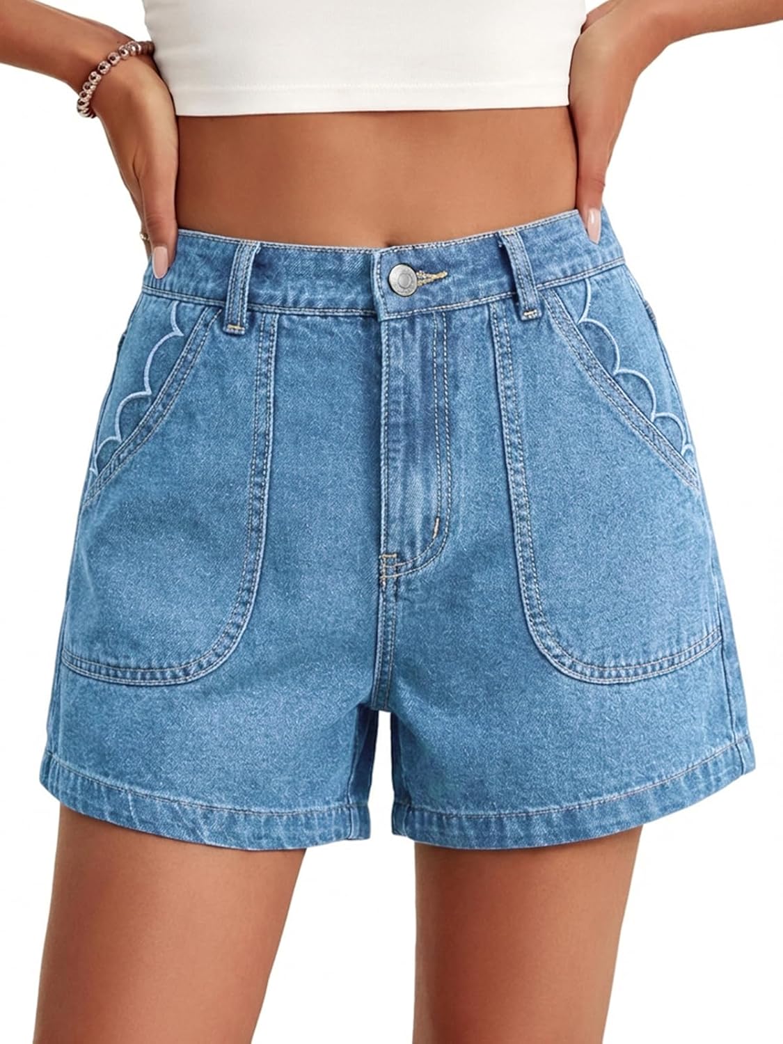 Cicy Bell Womens Baggy High Waisted Jean Shorts Summer Wide Leg Jorts Casual Vintage Denim Shorts