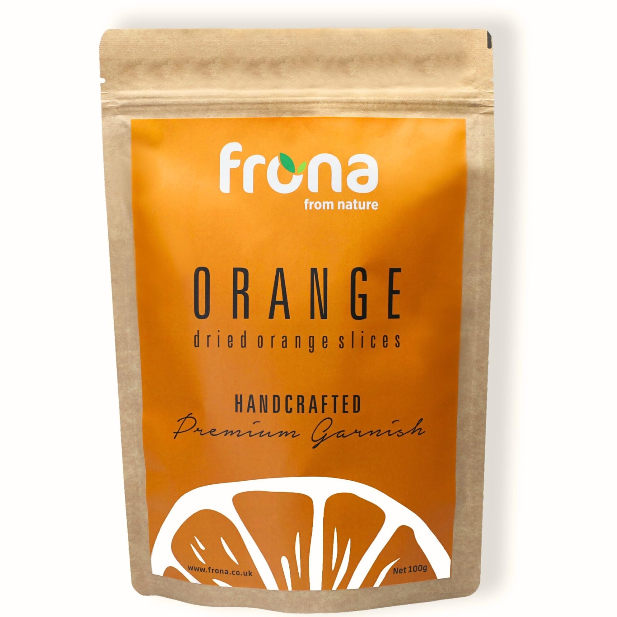 Frona Dried Fruit, Cocktail Garnish Slices I Dehydrated Fruit - 100g Pouch (Orange)