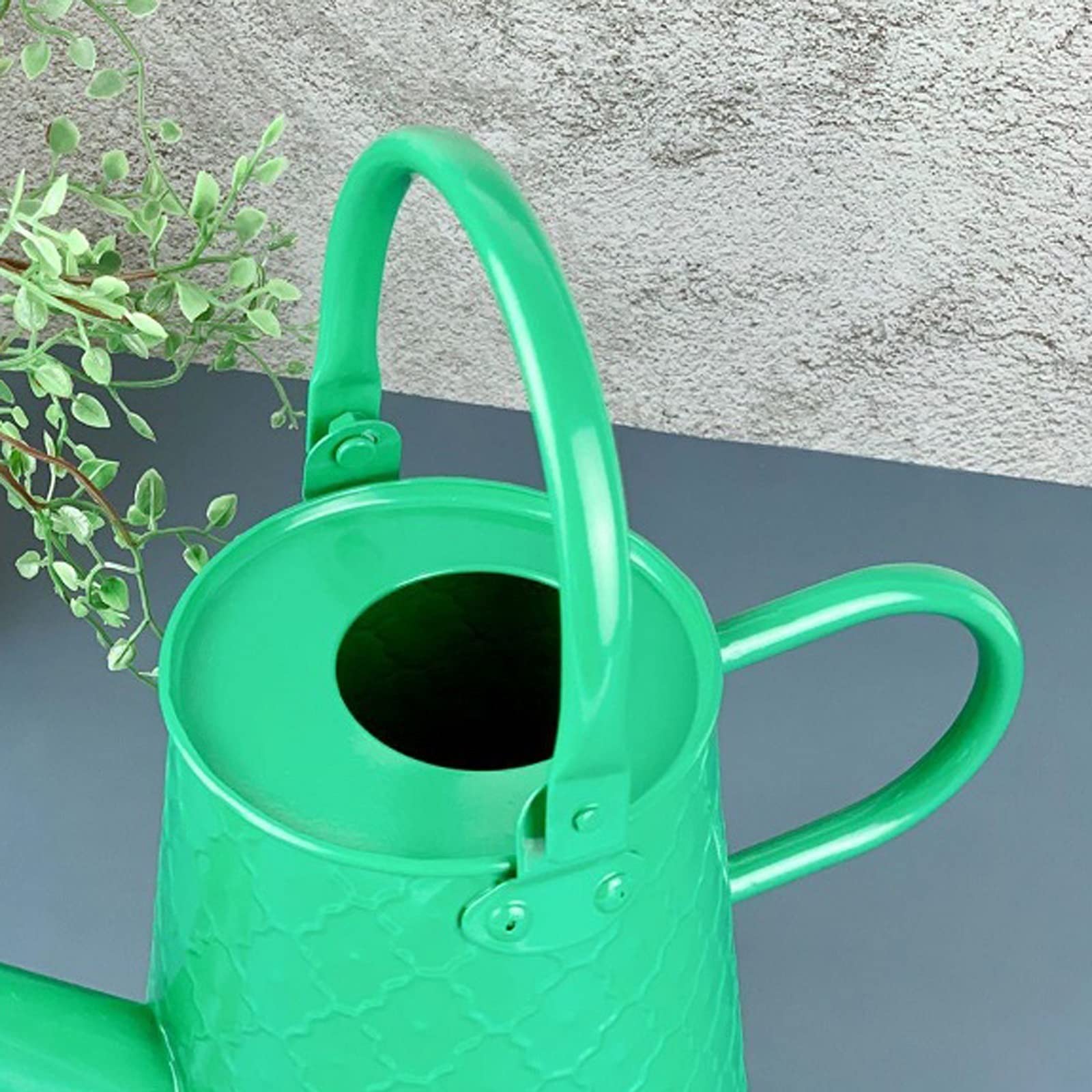 Esta regadera, regadera de jardín, regadera de Metal de 1,6 L, regadera de Estilo Moderno con asa y Cabezal de Rosa, regadera para Flores, regadera Verde y Amarilla para Plantas de Exterior