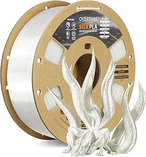 OVERTURE Silk PLA Filament 1.75mm, 1kg 3D Drucker Filament Seide PLA, Maßgenauigkeit +/- 0.03 mm(Seide Weiß)