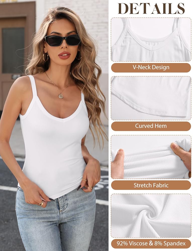 Canotta Donna Scollo A V TOMEEK - Elegante, Elasticizzata, Per Sport E Casual