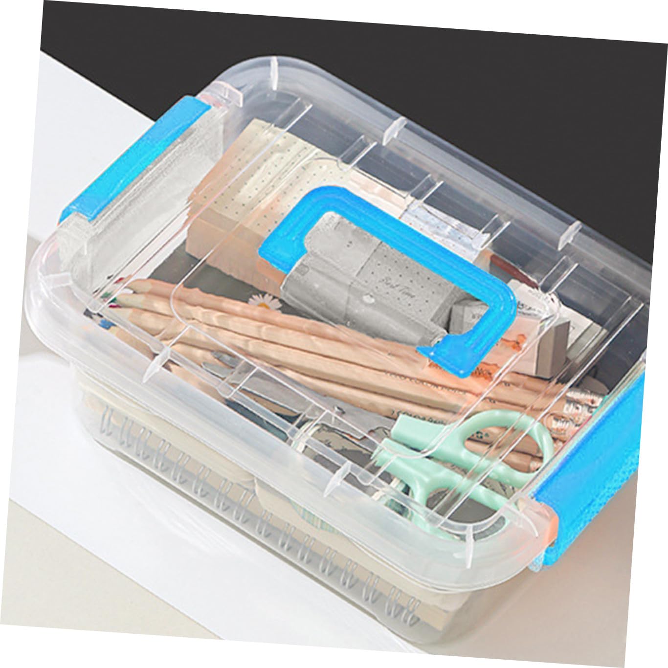 Caja de Almacenamiento de Plástico Azul con Asa, 5 Piezas