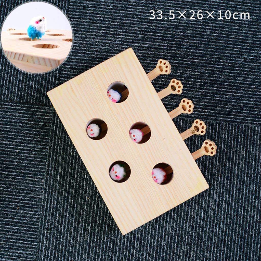 Jouet Chat Tapoteur Balle à Griffer Anti-Stress Félin Jeu Puzzle Bois Animaux Jouet Cinq Trous Chat Habileté Patte Matériau Boi, Souris