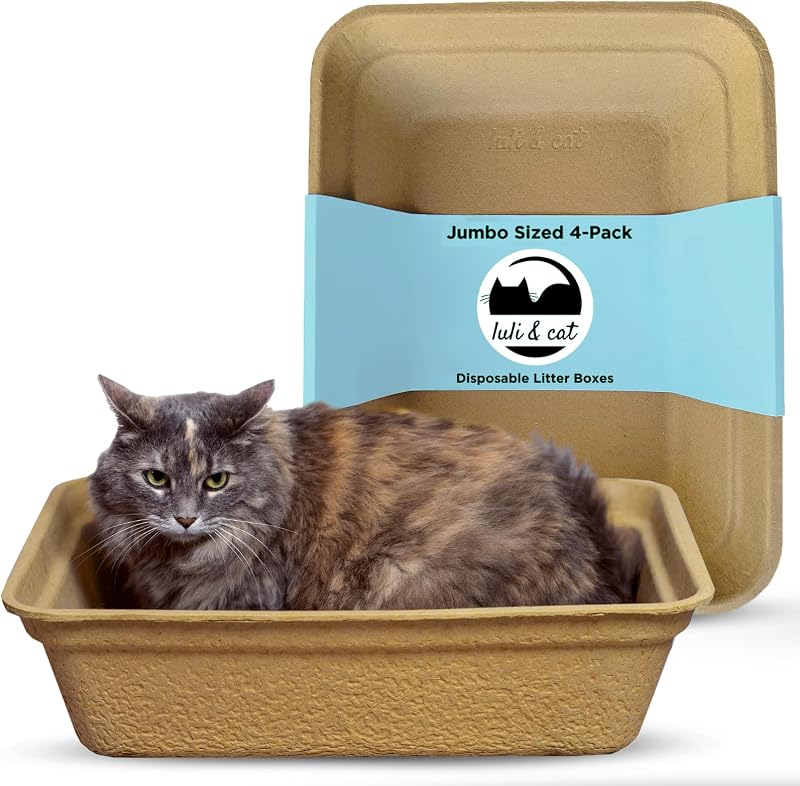 Forro descartável para caixa de areia de gatos Luli & Cat em papelão reciclado, tamanho Jumbo, pacote com 4