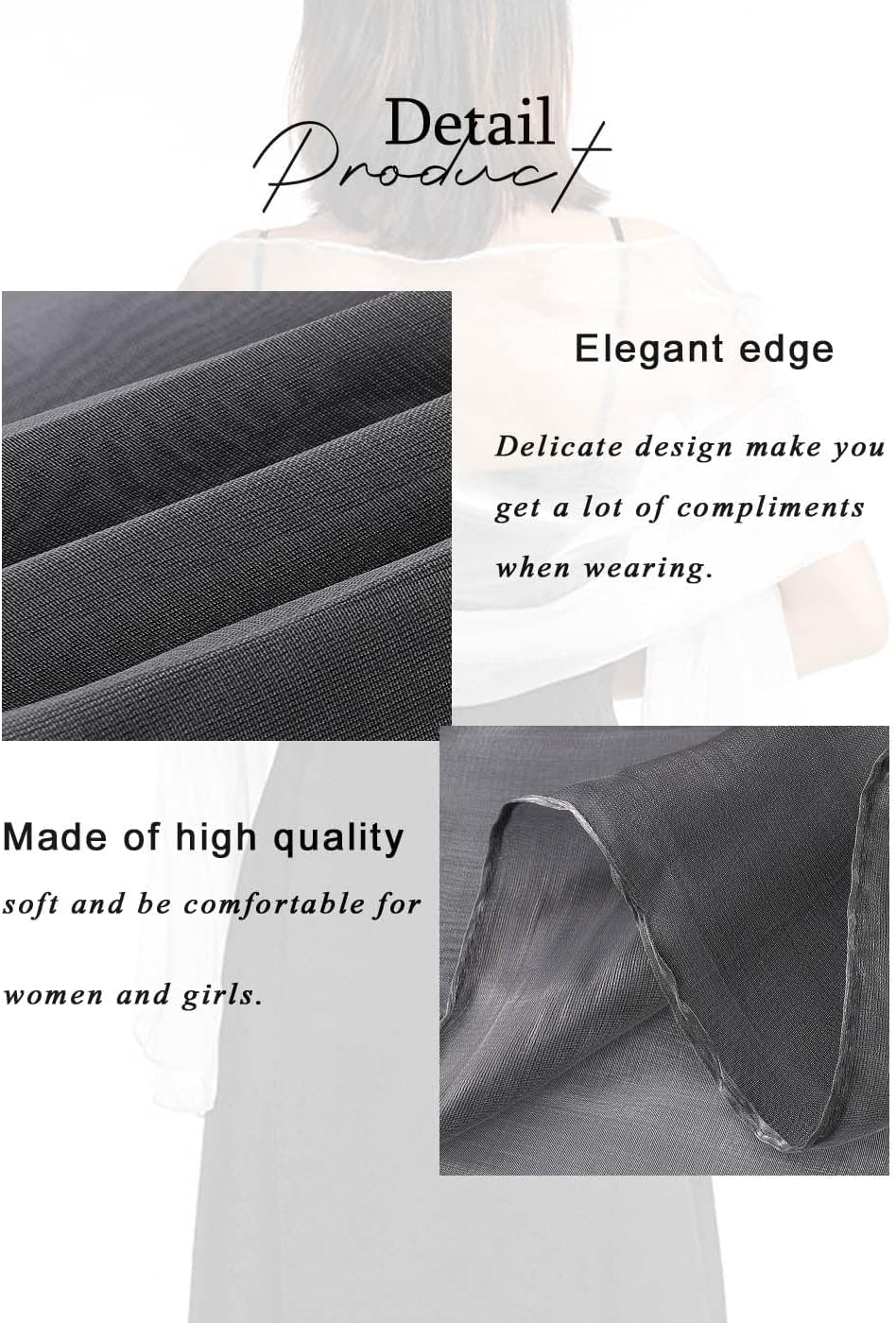 Aukmla Women's Shawls and Wraps for Evening Dress Wedding Party Prom Scarf 1920s Stole Cover Up for Women and Girls - Image 4