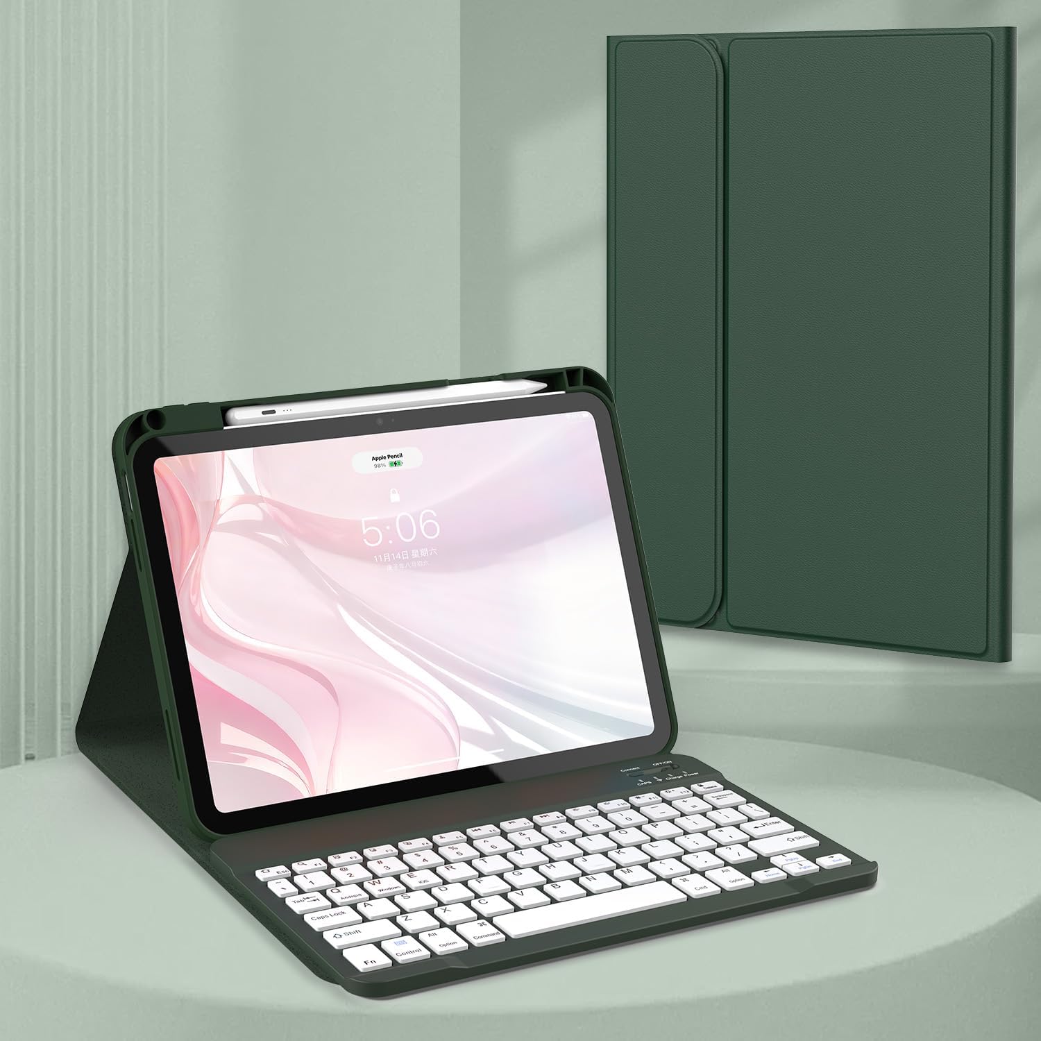 for iPad 11th 10th Generation Case with Keyboard - Magnetic Wireless Detachable Keyboard Case Stand Folio Cover with Pencil Holder for iPad 11 inch A16 2025 & 10th Gen 10.9" 2022 (Green)