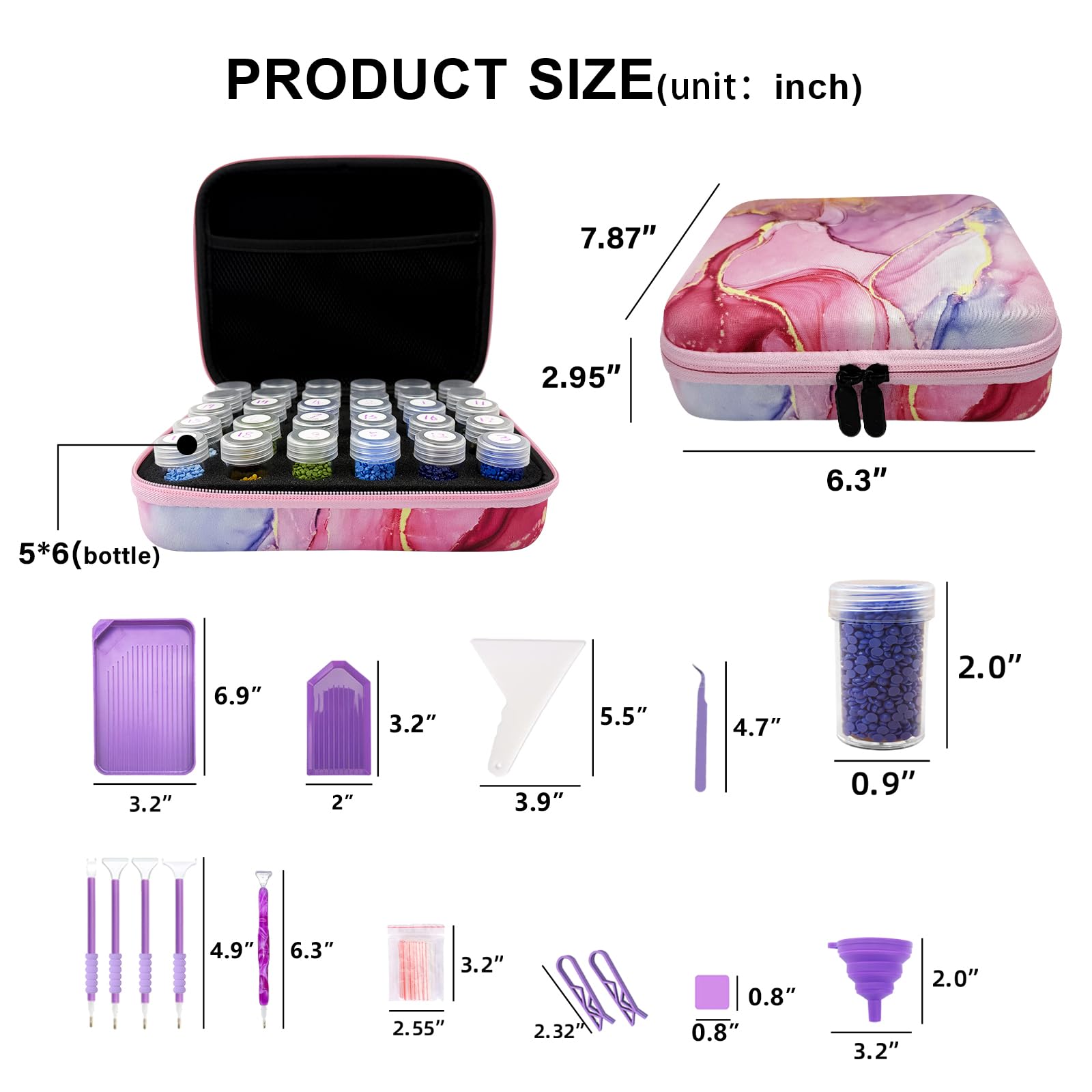 Organizador Pintura Diamante Waykape - 70 Compartimentos - Kit Acessórios Arte 5D - Preto Fosco
