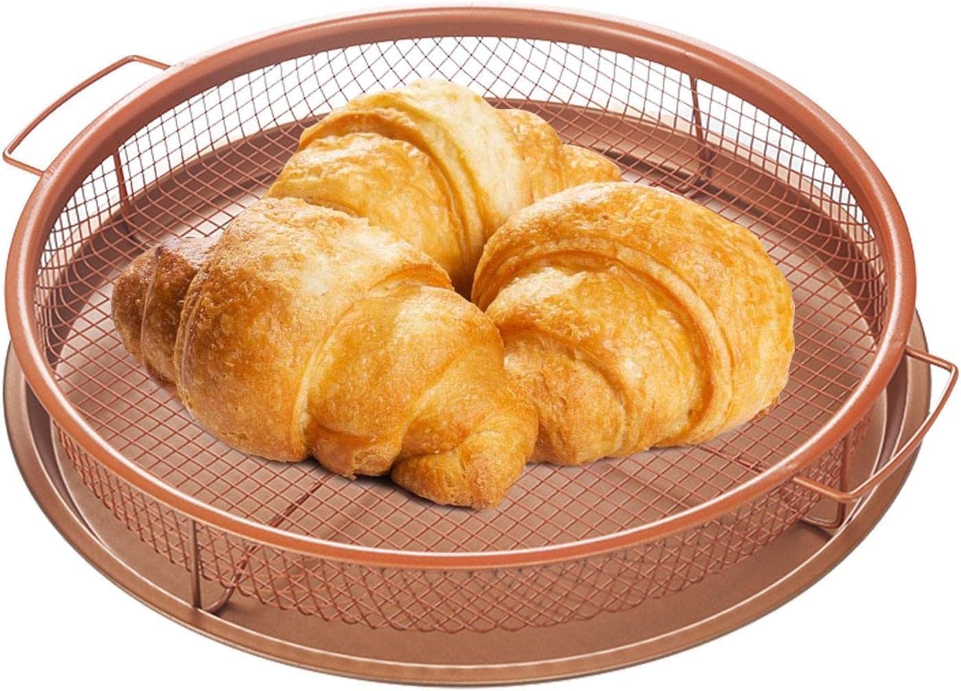 Crispy Tray Round Shape Kitchen Deep-Fried Food Drain Basin Crispy Tray Basket Non-Stick Oil Pan Crisping Oven Baking Tray Frying Basket and Baking Sheet (1 pcs) (Multicolor) (Round)