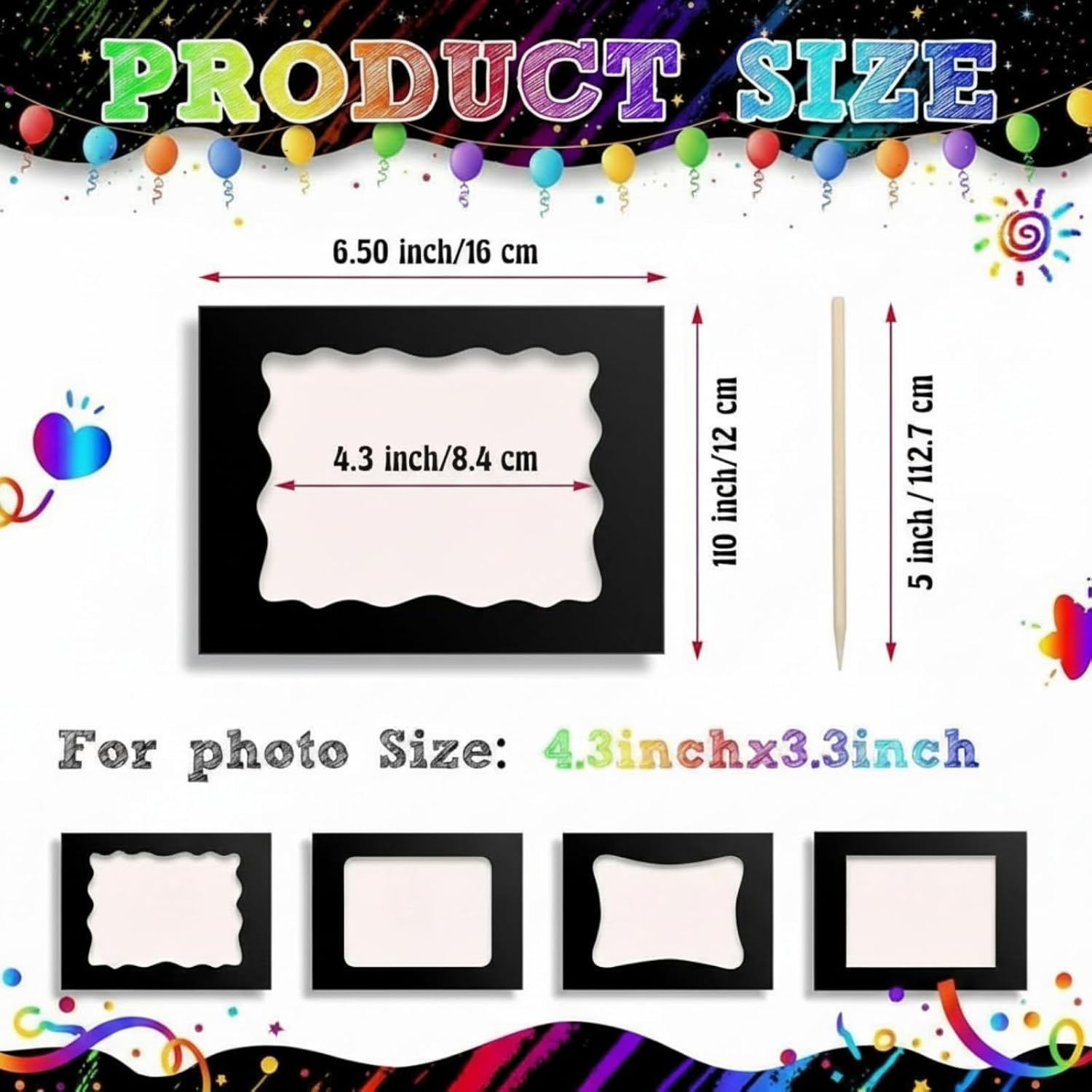 Motipuns 50 Pcs Scratch Picture Frame Craft Kits for Kids Classroom DIY
