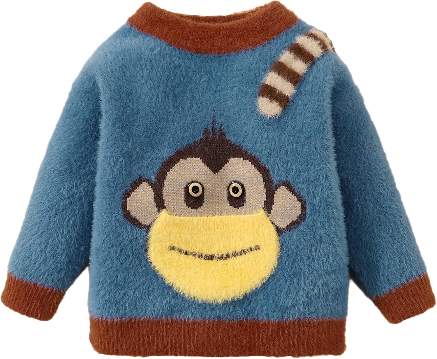 Toddler Baby Cartoon Sweater Pullover Fleece Top with Pocket Monkey 9-24M,2-3T : Clothing, Shoes & Jewelry
