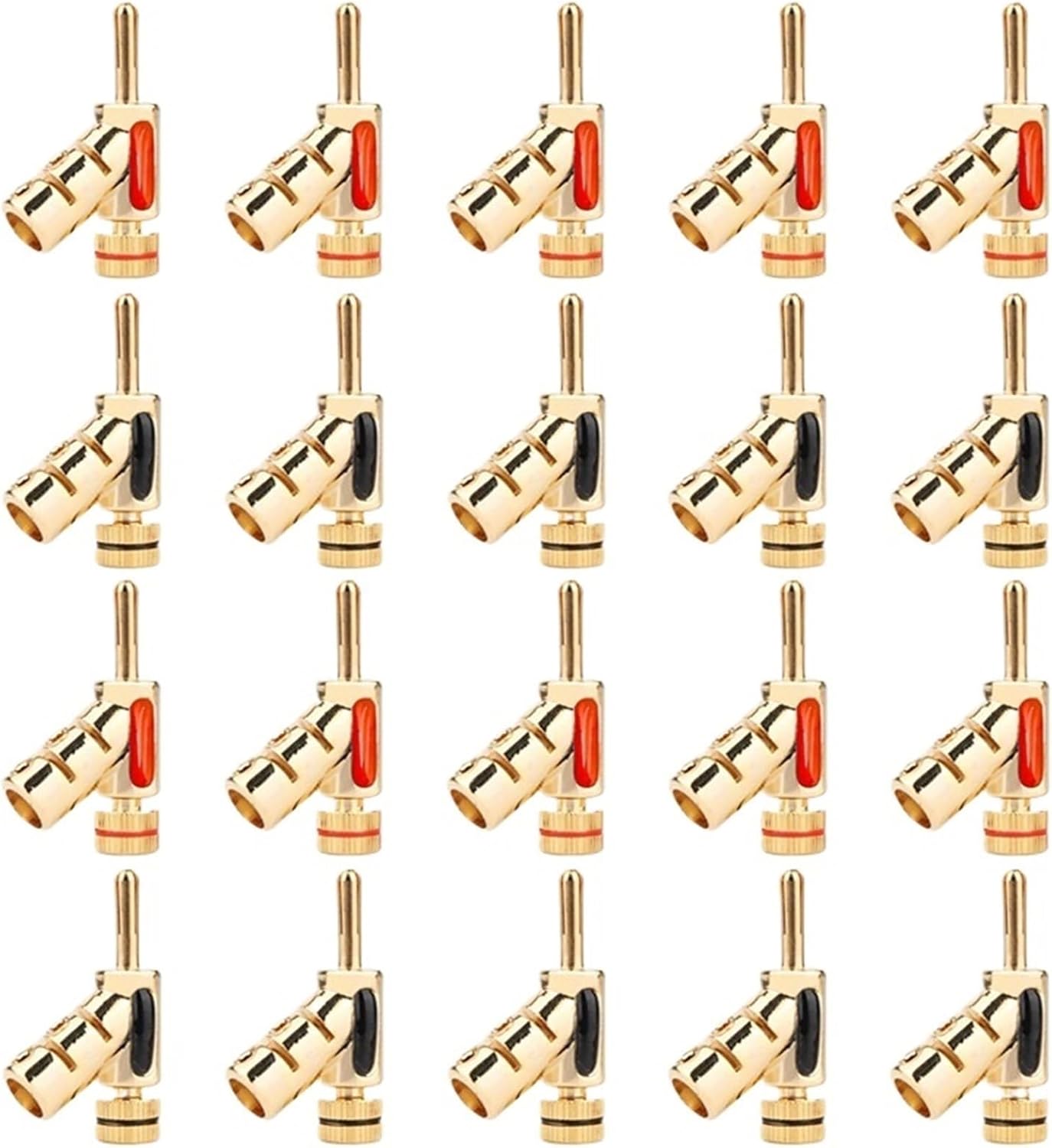 4/20/100Pcs High Performance 24K Gold Plated Audio Banana Connectors 45Dgree Locking Banana Plug for Speaker Cable(4Pcs (2Pairs))