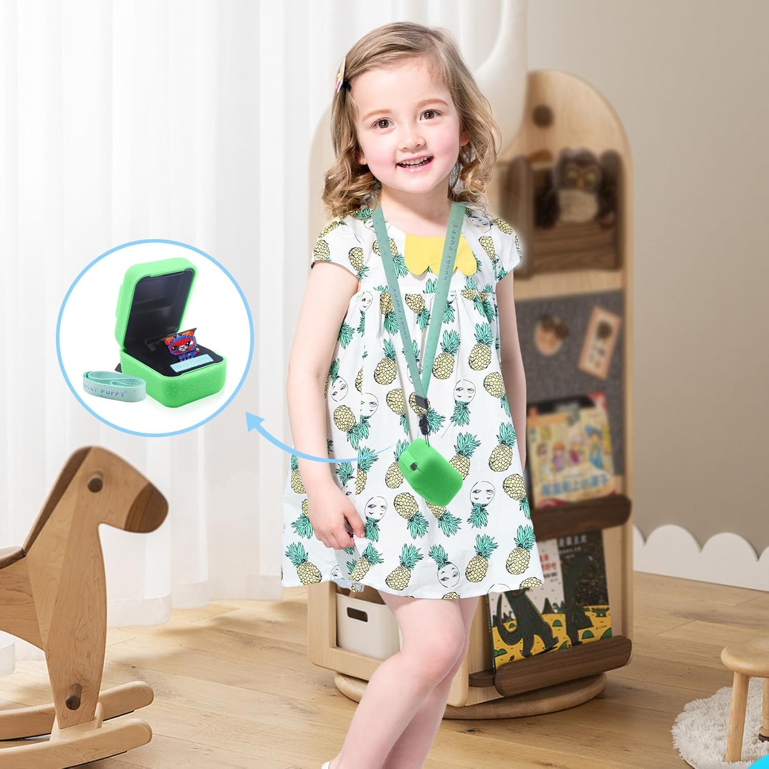 Silicone Cover Case for Bitzee Interactive Toy Digital Pet, Silicone Protective Case for Bitzee Virtual Electronic Pets, Digital Pet Case Accessories for Bitzee with Lanyard (Case Only) (Green)