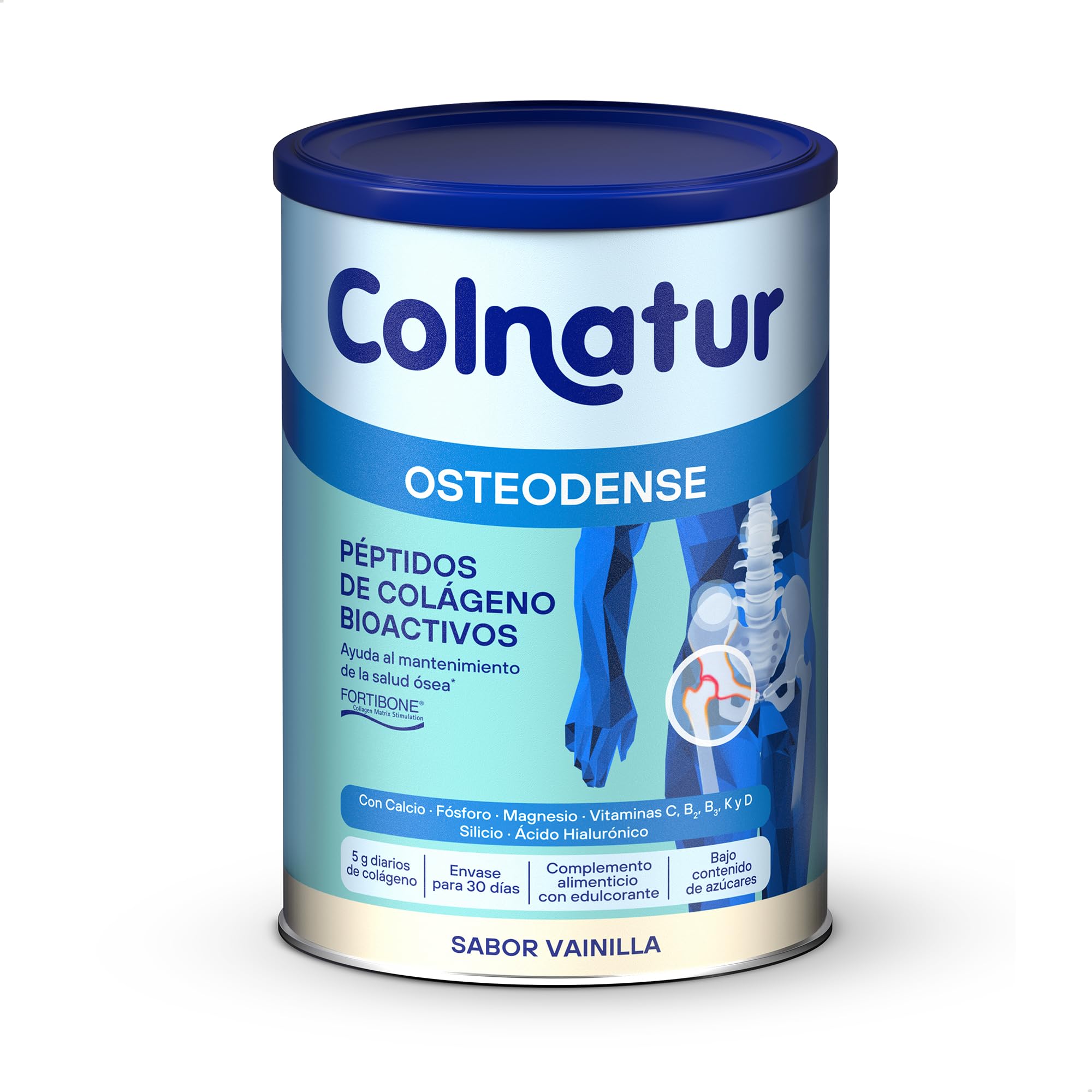 Colnatur Osteodense Vainilla | 255g | Colágeno con Magnesio, Ácido Hialurónico y Vitamina C para Huesos y Articulaciones, en Polvo