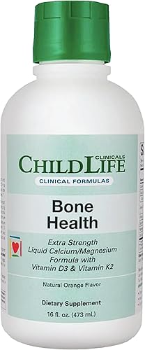 CHILDLIFE Essentials Clinicals Bone Health Vitaminas para niños, vitamina D, magnesio, vitamina K2, totalmente natural, sin gluten, apoya el