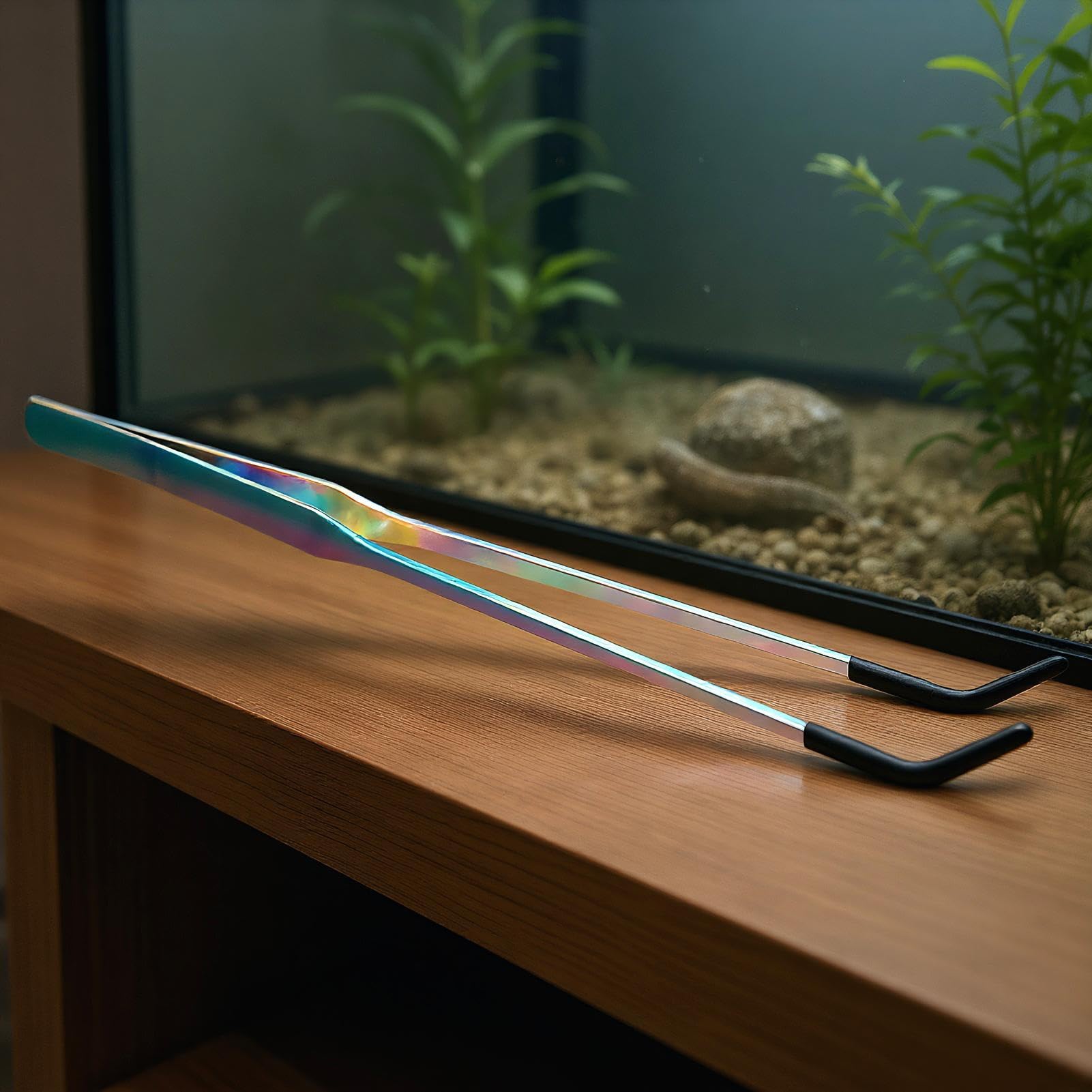 Pinces de Nourrissage - Pinces Droites et Courbes - Tête en Silicone Antidérapante pour Reptiles Aquatiques Aquarium Domestique