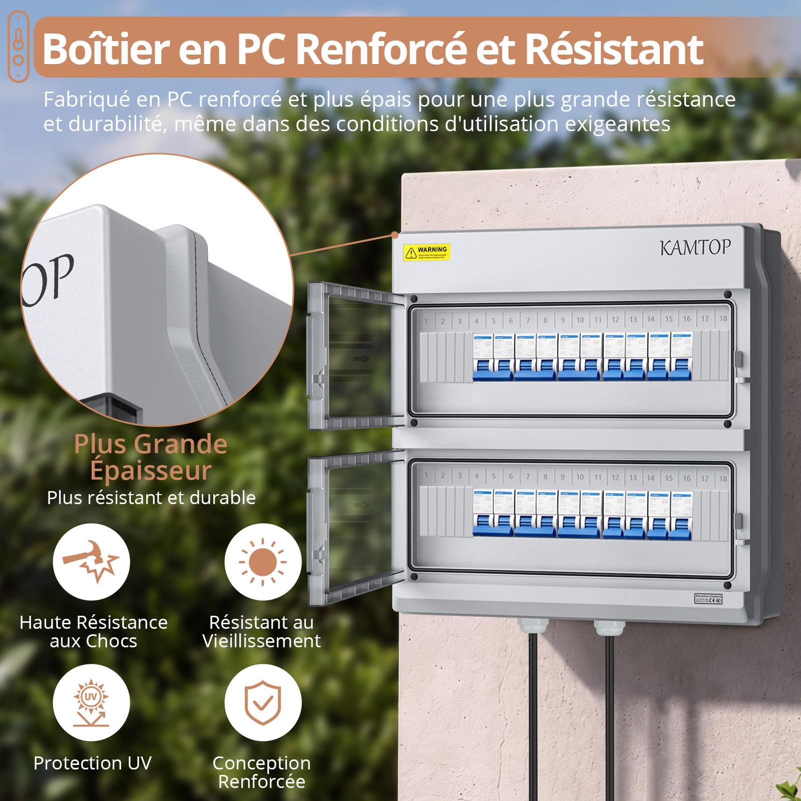 Kamtop Coffret Électrique Étanche IP66, Boîtier Modulaire à Porte Latérale