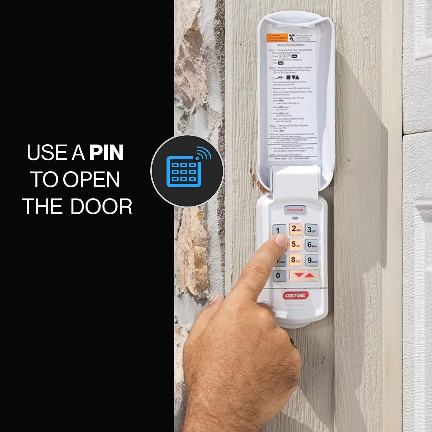 Genie Garage Door Opener Wireless Keyless Keypad - Safe & Secure Access - Compatible with All Genie Intellicode Garage Door Openers - Easy Entry into The Garage with a PIN - Model GK-R (New Edition)