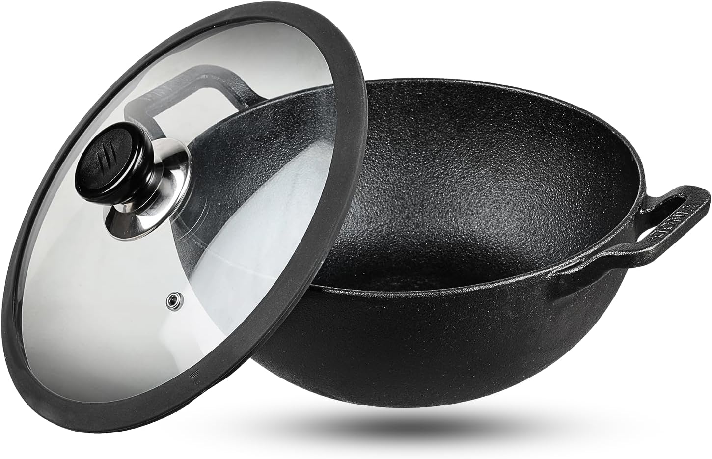 Hawkins Futura 2-Litre Cast Iron Kadhai With Glass Lid - Naturally Nonstick Indian Cookware