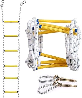 Fire Escape Ladder, Fire Escape Ladder，Safety Ladder with Hooks Climbing Ladder Fast to Deploy Easy to Use with Carabiners Easy to Store & Fast to Deploy &
